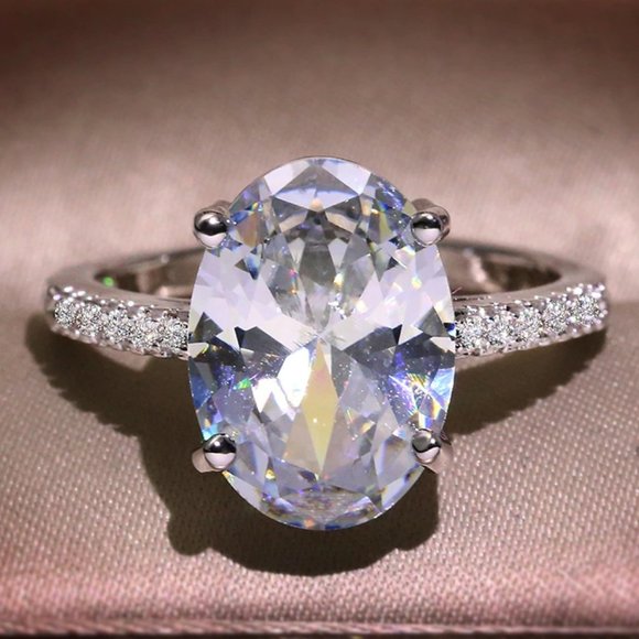 Jewelry - NEW 5CT Oval Diamond Silver Wedding Bridal Ring